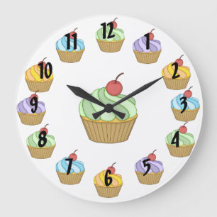 Two Tone Cupcakes Large Clock