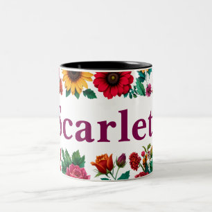 Two tone customisable floral coffee mug