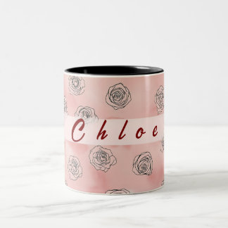 Two tone customisable floral coffee mug. Two-Tone coffee mug