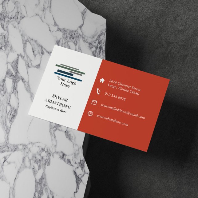 Two Tone Dark Orange Your Logo Icons One Sided Business Card (Creator Uploaded)