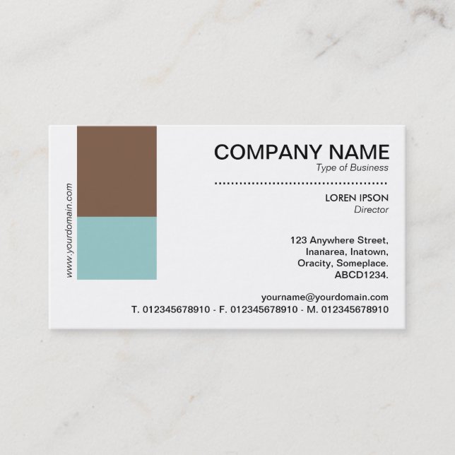 Two Tone Decor - Brown and Lt Blue Green Business Card (Front)