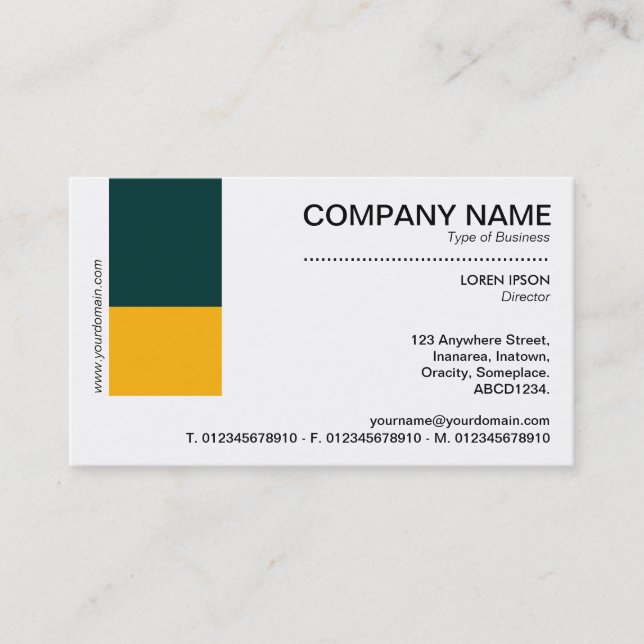 Two Tone Decor - Dark Green and Amber Business Card (Front)