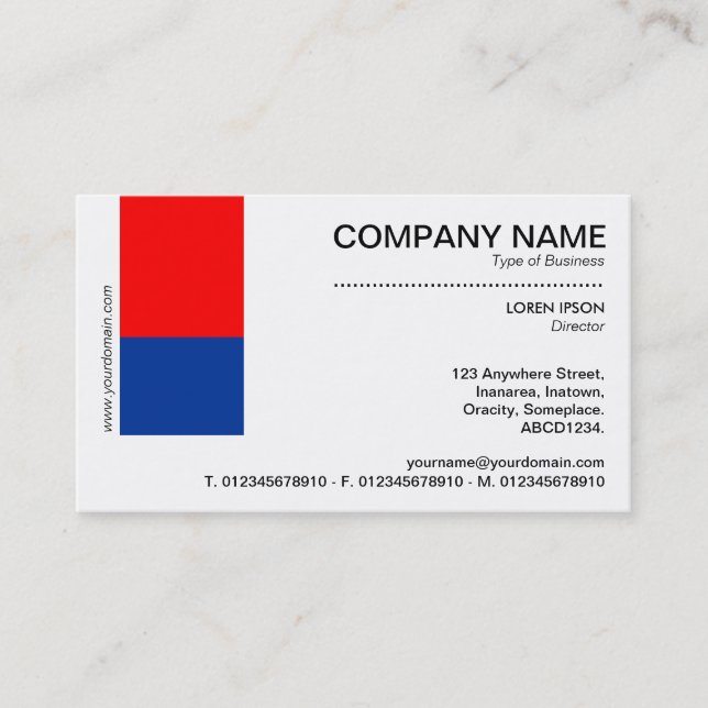 Two Tone Decor - Red and Navy Blue Business Card (Front)
