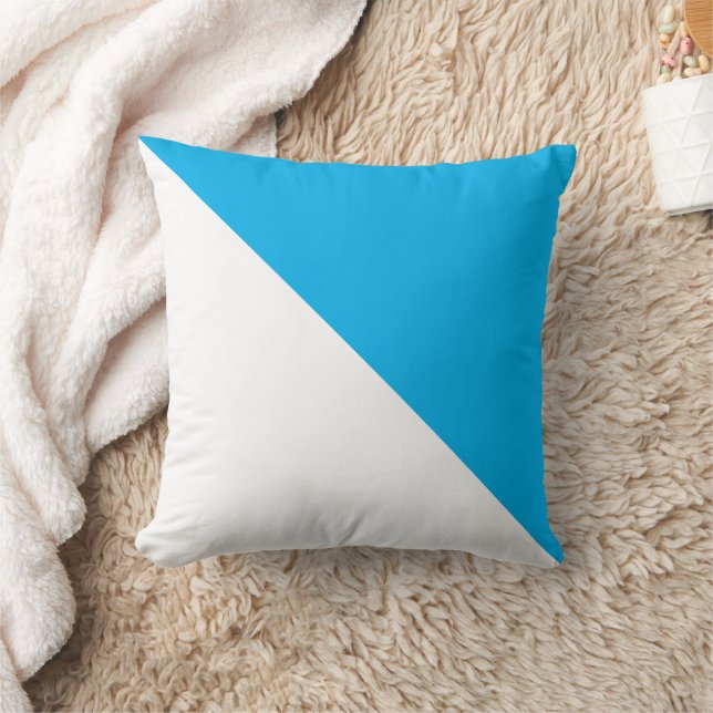 Two Tone Diagonal Bright Blue Throw Pillow (Blanket)