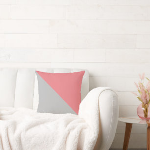 Two Tone Diagonal Dusty Pink and Grey Cushion