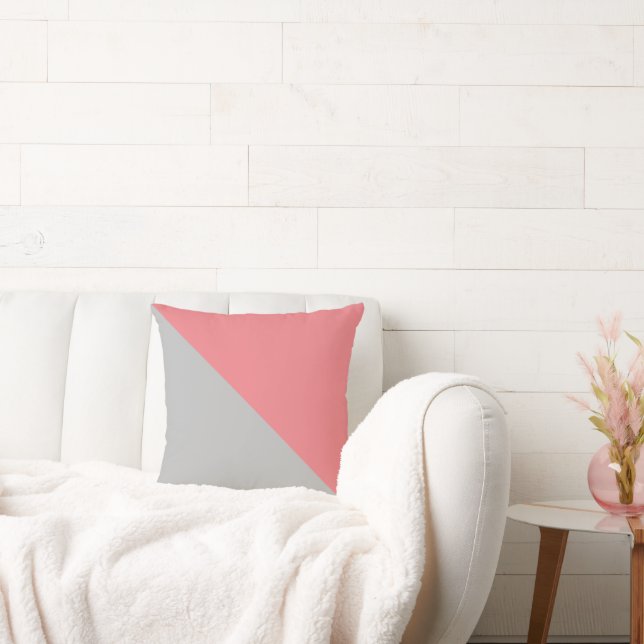 Two Tone Diagonal Dusty Pink and Grey Cushion (Couch)