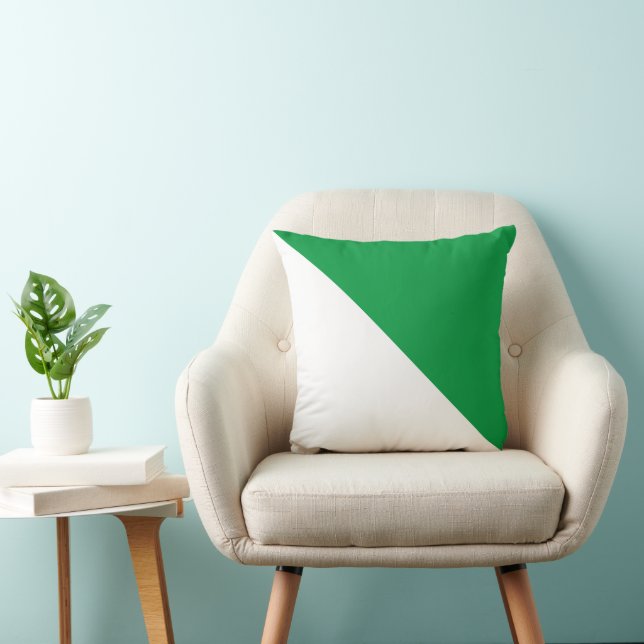 Two Tone Diagonal Kelly Green Throw Pillow (Chair)