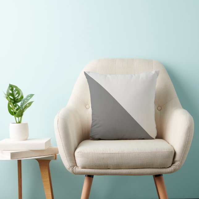 Two Tone Diagonal Light Grey and Grey Throw Pillow (Chair)