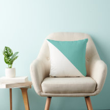 Two Tone Diagonal Light Teal Throw Pillow
