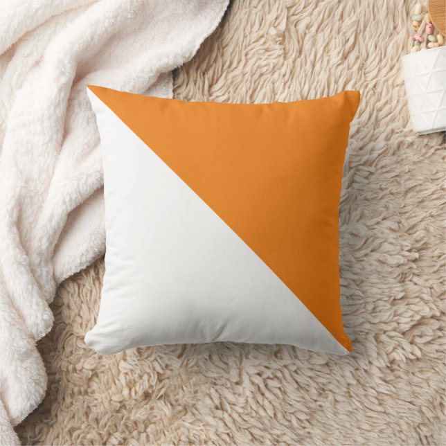 Two Tone Diagonal Orange Throw Pillow (Blanket)