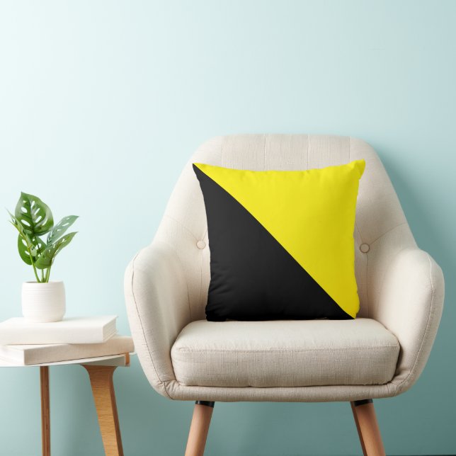 Two Tone Diagonal Yellow and Black Cushion (Chair)