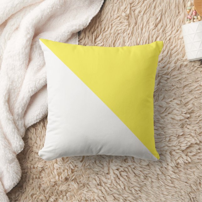 Two Tone Diagonal Yellow Throw Pillow (Blanket)