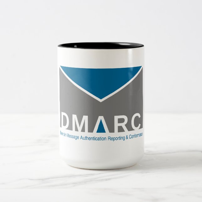 Two-Tone DMARC Logo Mug, 15 oz Two-Tone Coffee Mug (Center)