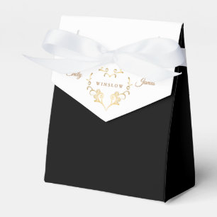 Two Tone Favour Box-Fancy Gold Heart Box