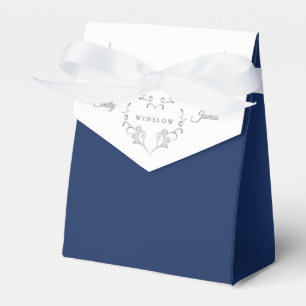 Two Tone Favour Box-Fancy Silver Heart Favour Box