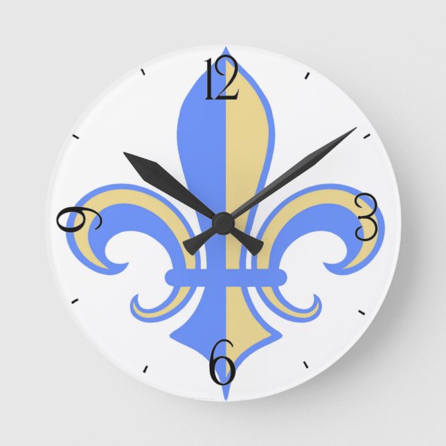 Two Tone Fleur-de-Lis Round Clock (Front)