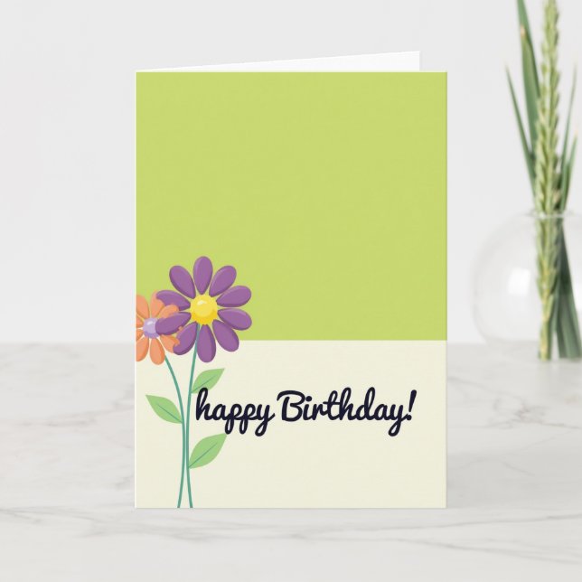 Two Tone Flower Birthday Card (Front)