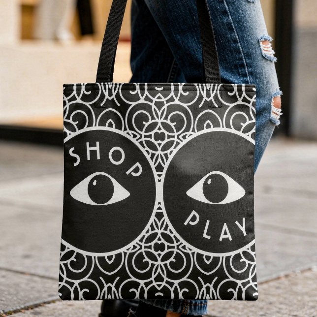 Two Tone Geometric Sunglasses  Tote Bag (Shop, play, or say anything you like, this tote is all yours. Sunglasses, bold pattern.)