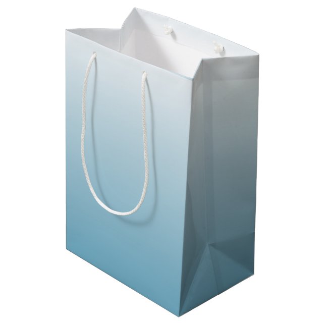 Two-tone gradient ombre angel blue medium gift bag (Back Angled)