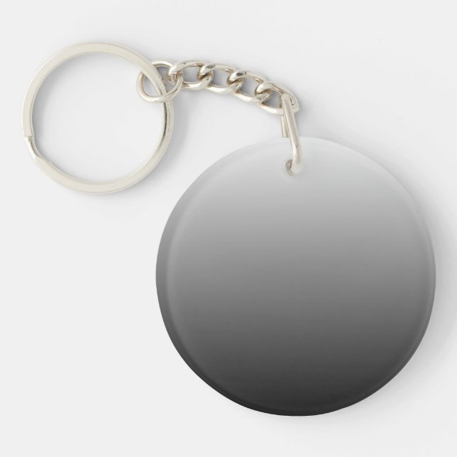 Two-tone gradient ombre black shades of grey key ring (Front)