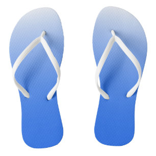 Two-tone gradient ombre electric blue flip flops