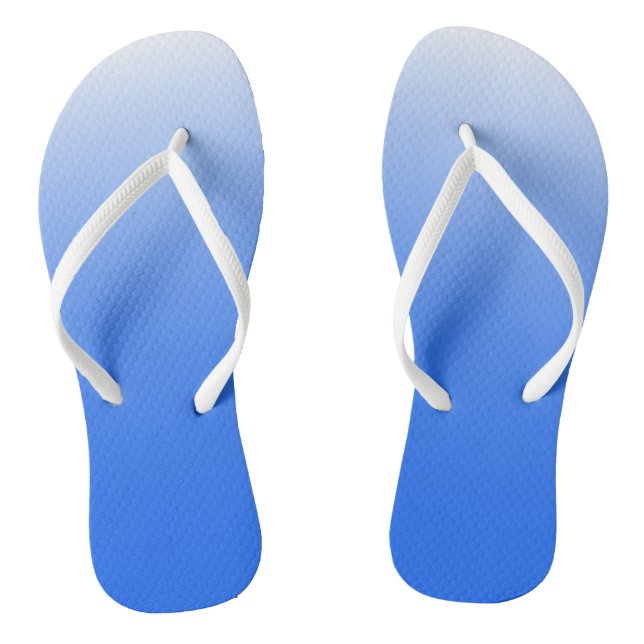 Two-tone gradient ombre electric blue flip flops (Footbed)