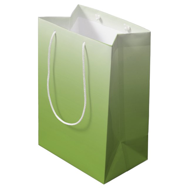 Two-tone gradient ombre greenery green medium gift bag (Back Angled)