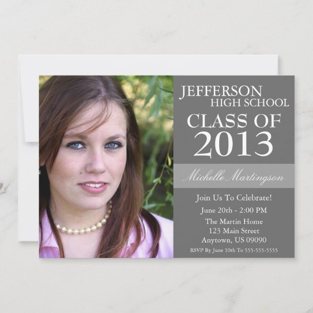 Two-Tone Graduation Invitations (Dark Grey) (Front)