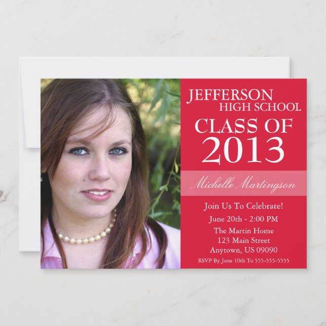 Two-Tone Graduation Invitations (Red) (Front)
