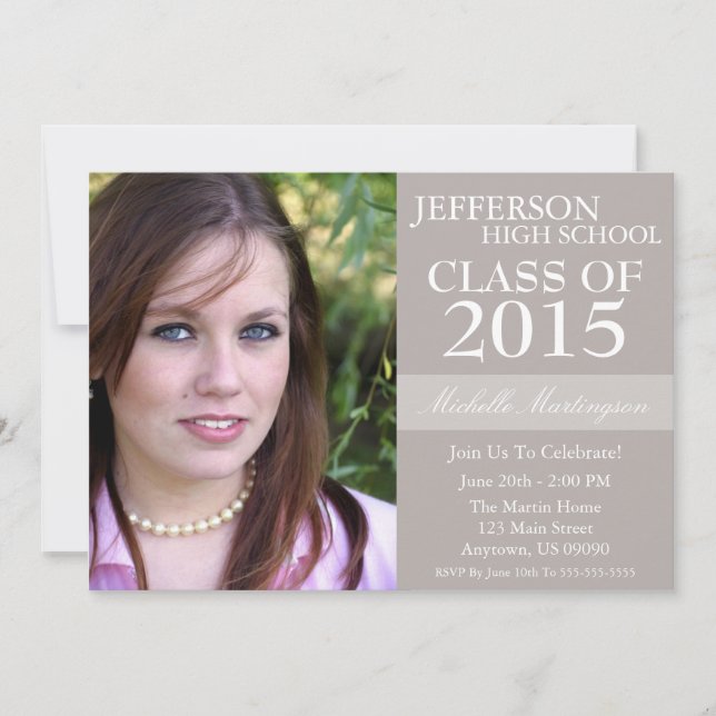Two-Tone Graduation Invitations (Sand) (Front)