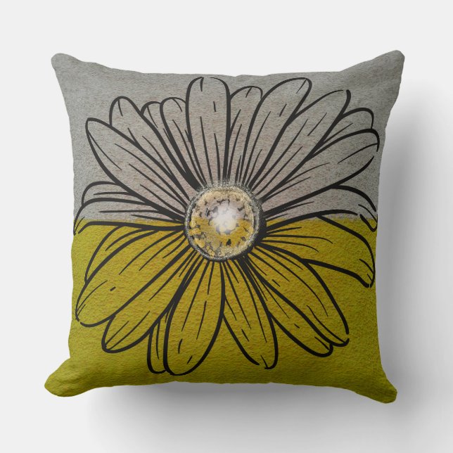 Two tone green and grey flower pillow (Front)