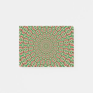 Two Tone Green And Red And White Christmas Mandala Post-it Notes