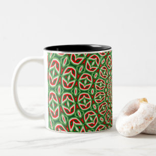 Two Tone Green And Red And White Christmas Mandala Two-Tone Coffee Mug