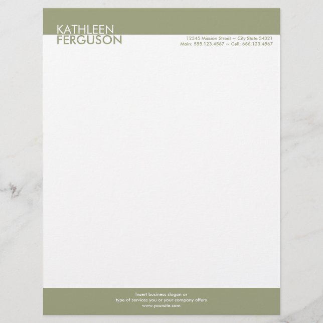Two tone green block border professional business customized letterhead (Front)