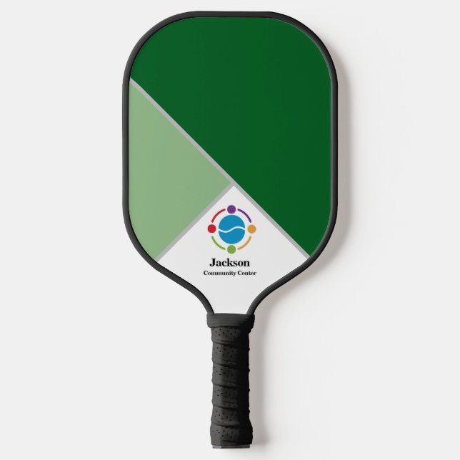 Two Tone Green Community Centre or Business Pickleball Paddle (Front)