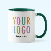 Two Tone Green Mug Custom Logo Employee Staff Name