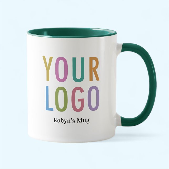 Two Tone Green Mug Custom Logo Employee Staff Name (MISOOK 11 oz Green Two Tone Mug with Logo)