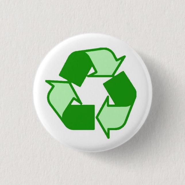 Two Tone Green on White Recycle button (Front)