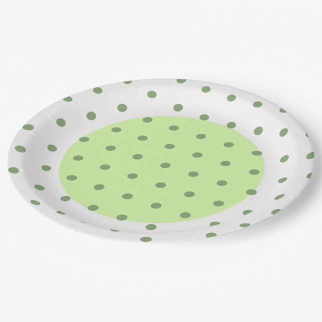 Two Tone Green Polka Dots  Paper Plate (Angled)