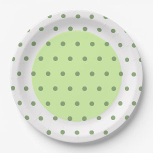 Two Tone Green Polka Dots  Paper Plate