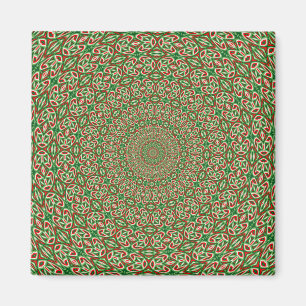 Two Tone Green With Red and White Kaleidoscope Magnet