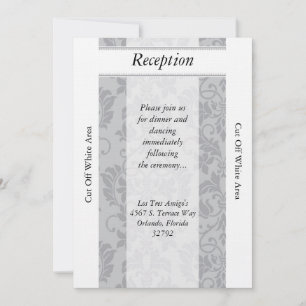 Two-tone Grey Damask Wedding Reception Card