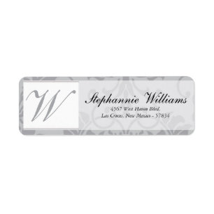 Two-tone Grey Damask Wedding Return Address Label