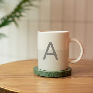 Two Tone Grey Monogram Customised Alphabet Coffee Mug