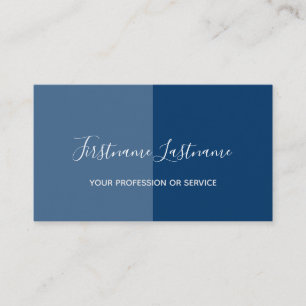 Two tone half divided dark blue calligraphy business card
