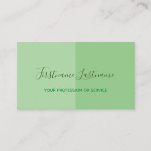 Two tone half divided fresh green calligraphy business card