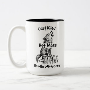 Two-Tone Howling Wolf Coffee Mug Funny Hot Mess