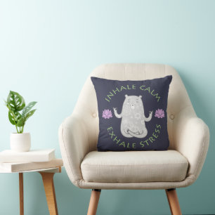 Two Tone Inhale, Exhale Yoga Bear Cushion