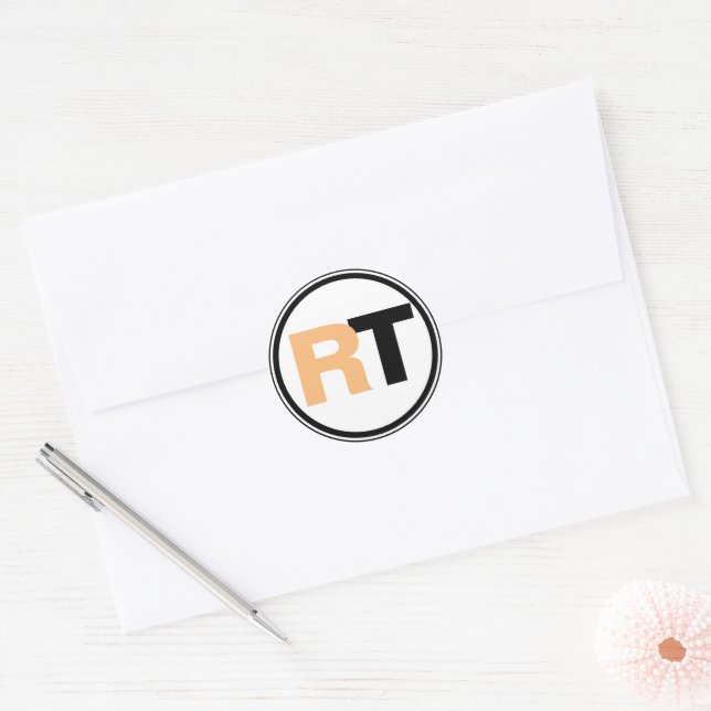 Two Tone Initials Classic Round Sticker (Envelope)