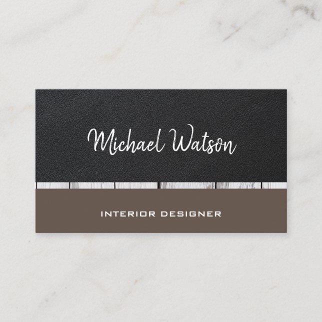 Two Tone Leather | Consulting | Wood Trim Business Card (Front)